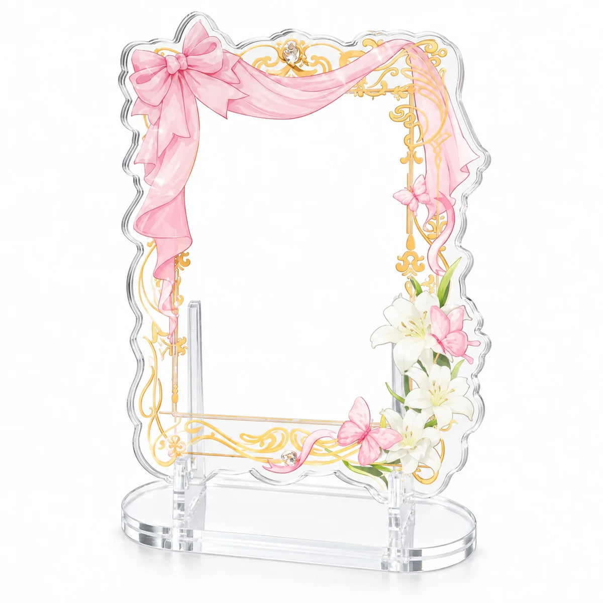 Wedding Bow Floral Acrylic Photo Frame – 3" Polaroid Stand