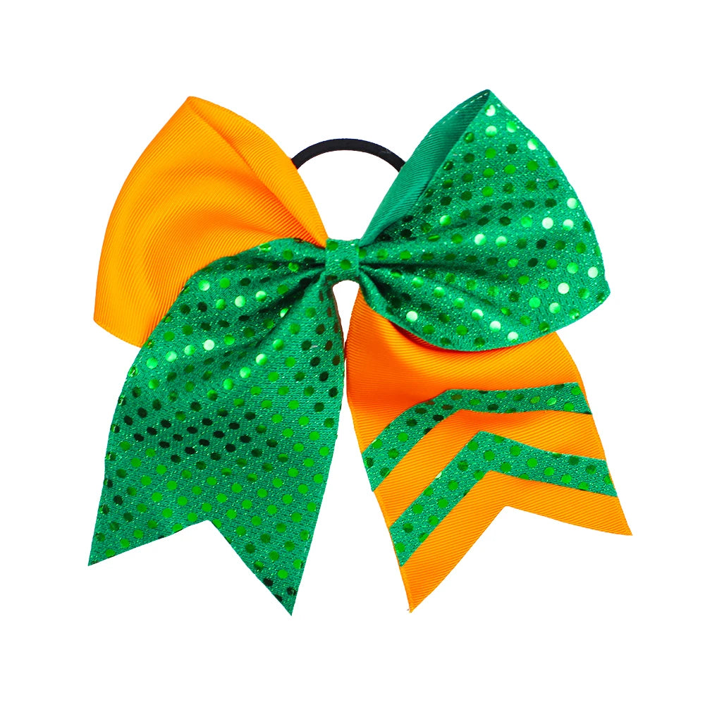 20-Pack 8" Glitter Cheer Bow Ponytail Hairbands | Handmade