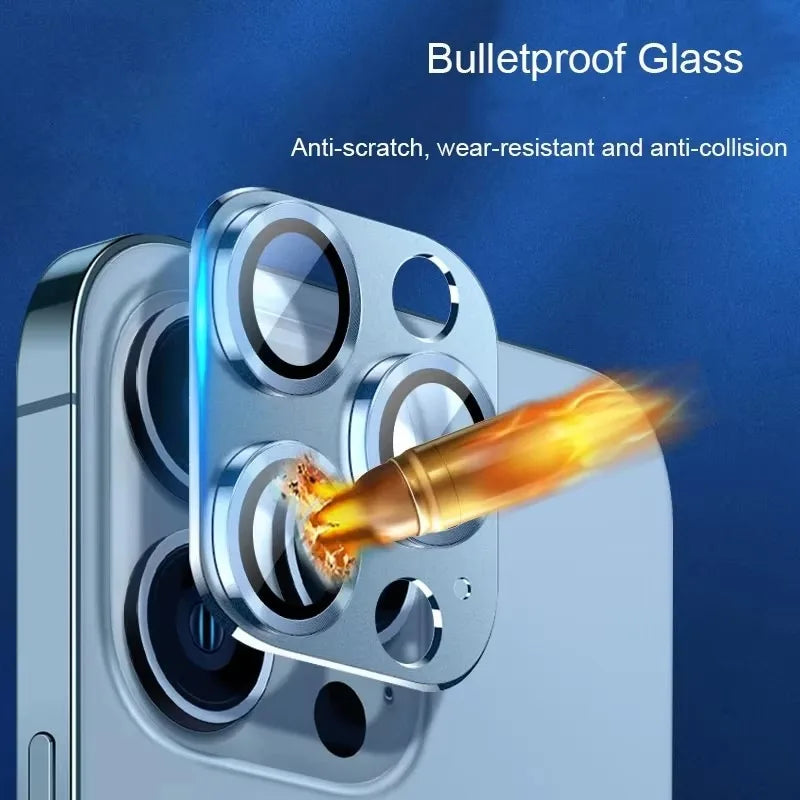 Metal Tempered Glass Camera Lens Protector for iPhone