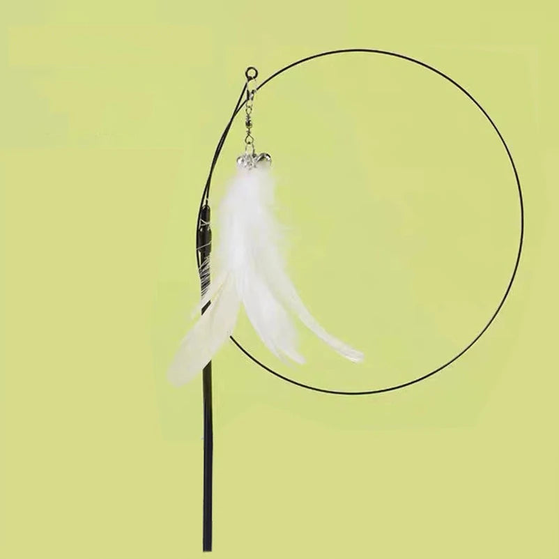 Suction Cup Cat Teaser Toy – Bell, Feather & Long Rod Wand