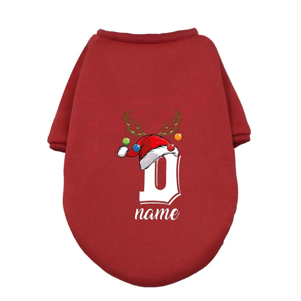 Personalised Christmas Dog Hoodie | Custom Name Pet Clothes