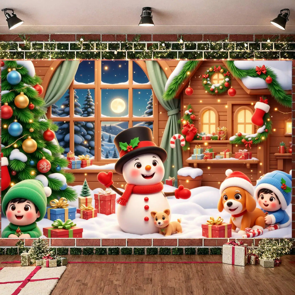 Snowman Christmas Banner – Winter Party Backdrop 180x110cm