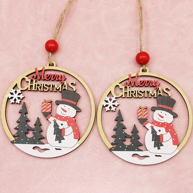 Christmas Wooden Hollow Pendant Ornaments – 2-Pack 11cm