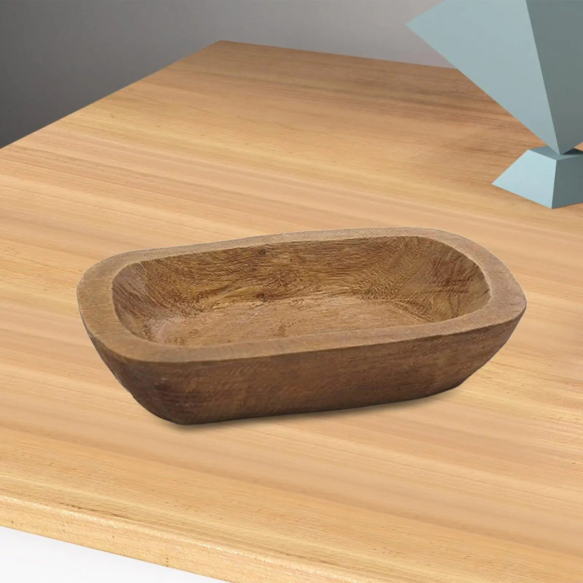 Handmade Wooden Dough Bowl – Rustic Candle & Décor Tray