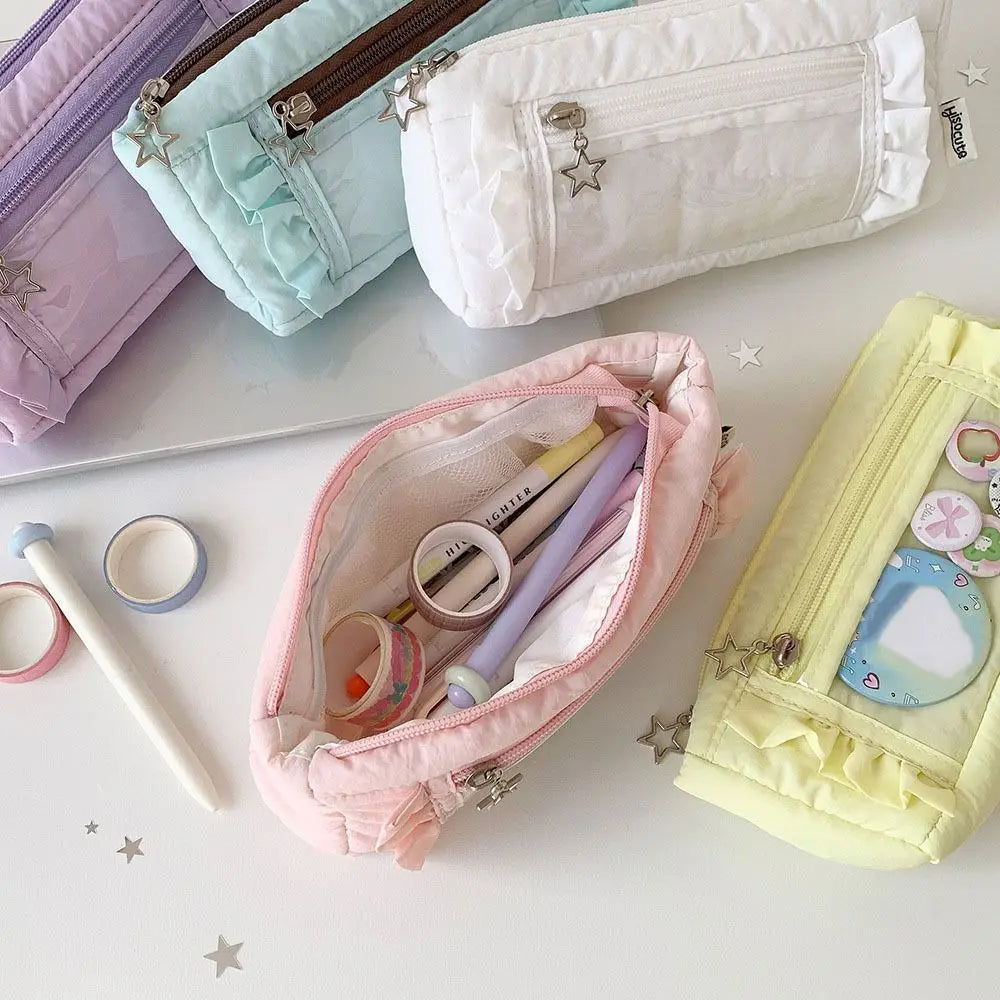 Large Capacity Transparent Window Pencil Case & Pen Bag