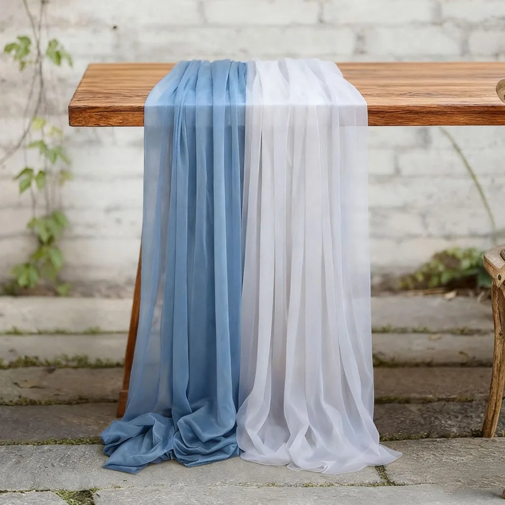 Chiffon Lace Trim Table Runner – Wedding & Party Décor