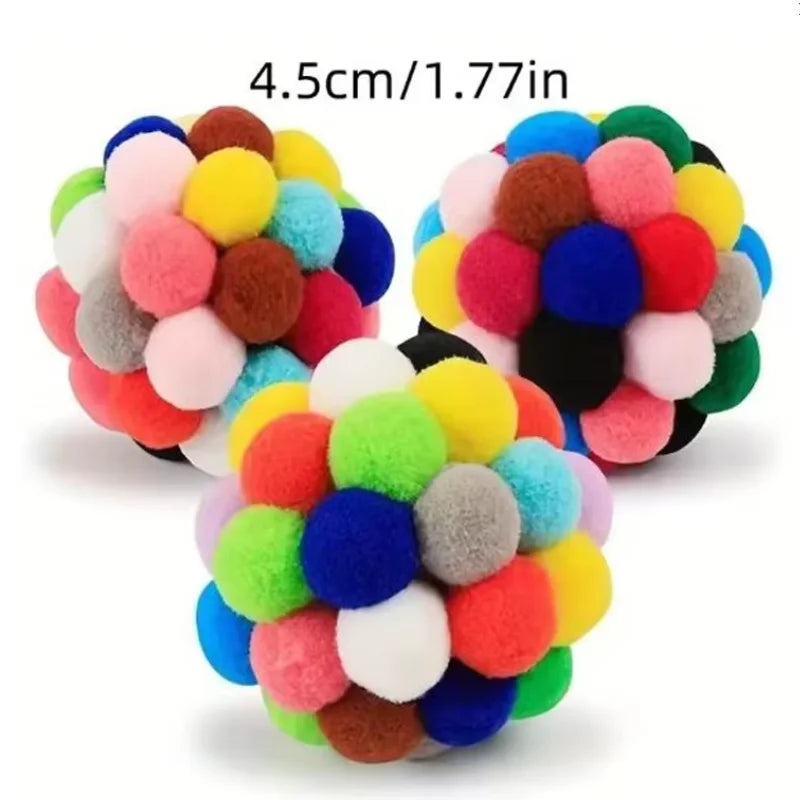 Interactive Plush Bouncy Ball Cat Toy – Colorful Yarn Teaser