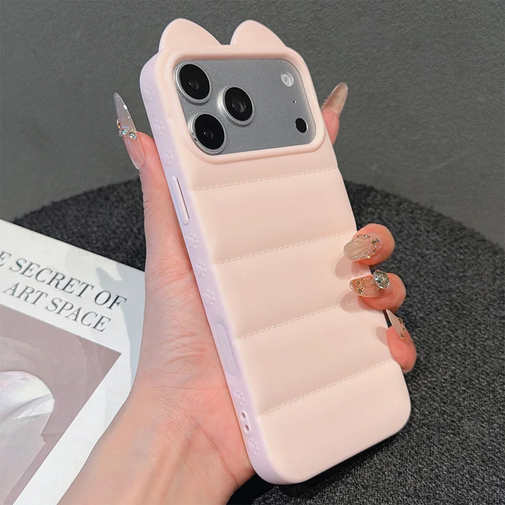3D Cat Ear iPhone Case – Shockproof Silicone Cover