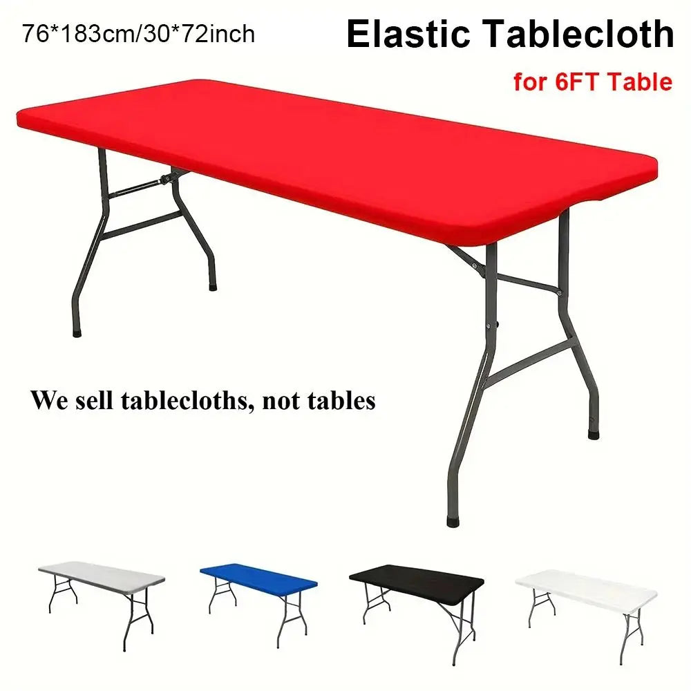 Spandex Elastic Fitted 6FT Rectangular Tablecloth | Wrinkle Free