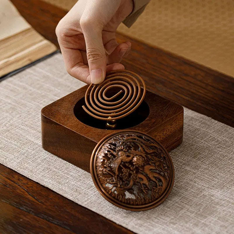 Walnut Wood Incense Burner & Storage Box – Zen Home Décor