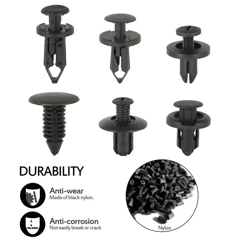 190-Piece Car Trim Fastener Set – 6 Sizes ABS Push Rivets