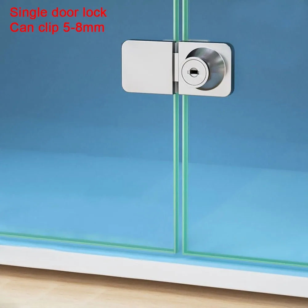 Punch-Free Glass Cabinet Door Lock | Zinc Alloy Sliding Lock
