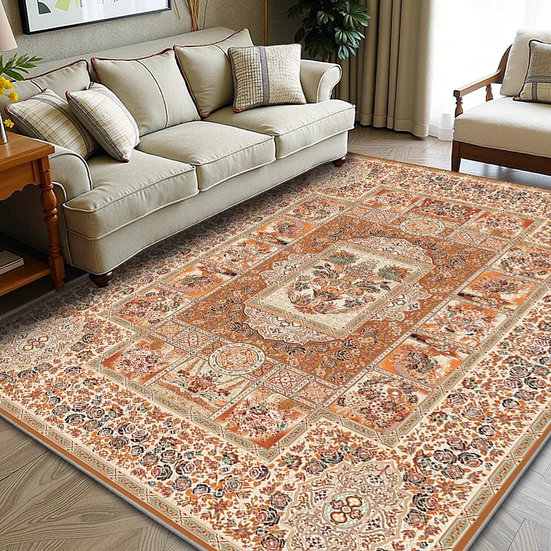 RAKKS Boho Floral Crystal Velvet Area Rug – Anti-Slip Carpet