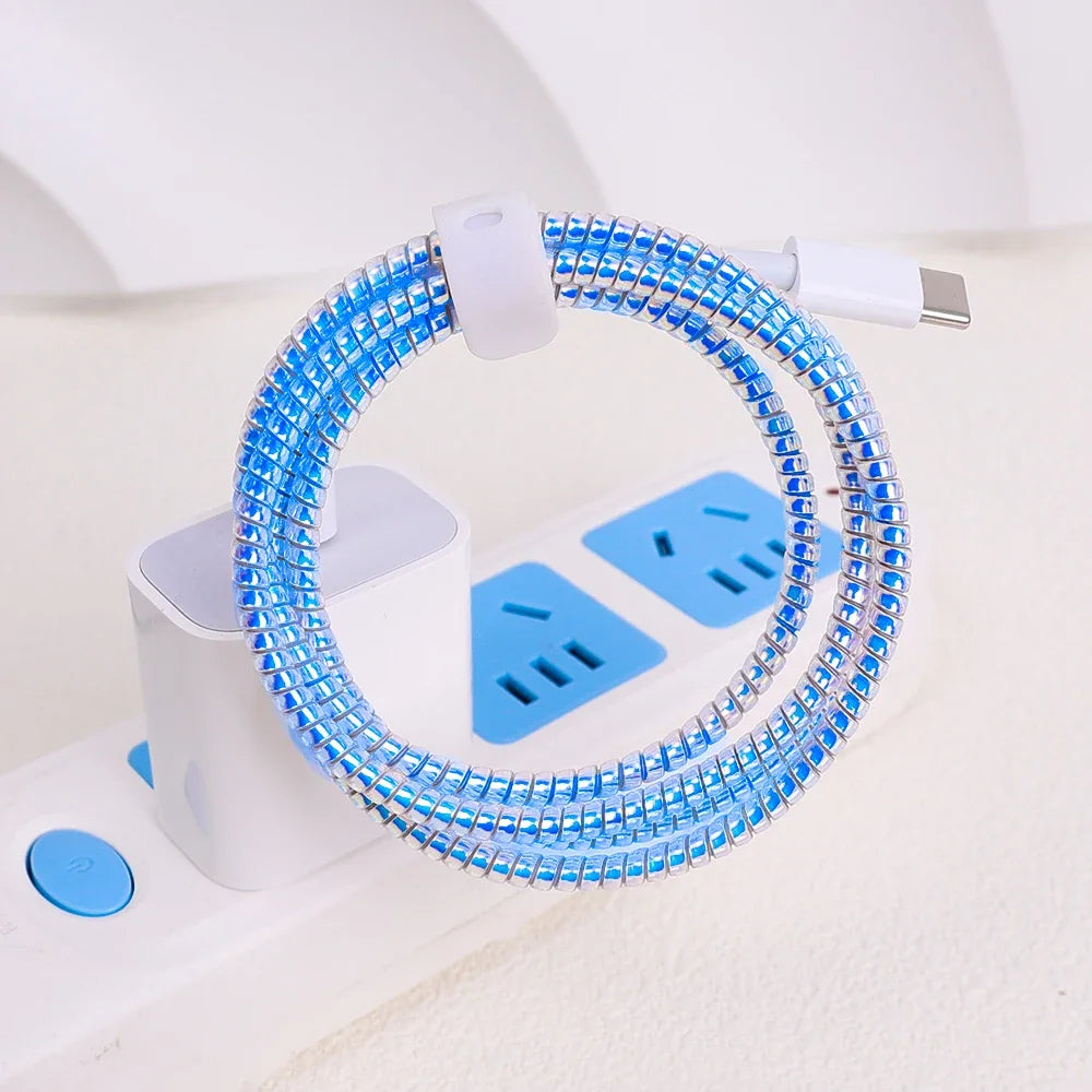 1.4M Spiral Cable Protector & Wire Winder – USB & Earphone