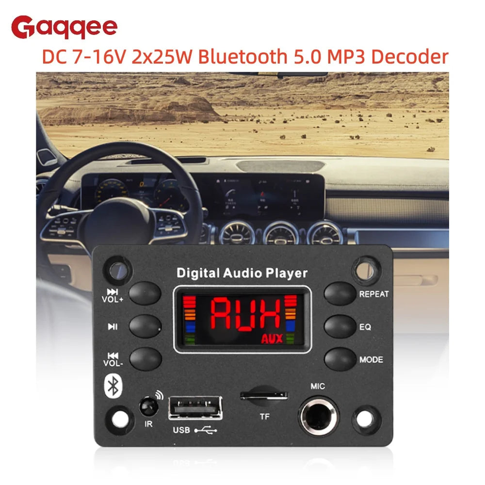 Bluetooth 5.0 MP3 Decoder Board 2×25W Amplifier with FM Radio