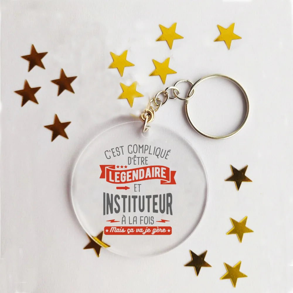 French Thank You Teacher Acrylic Keychain – Teacher's Day Gift