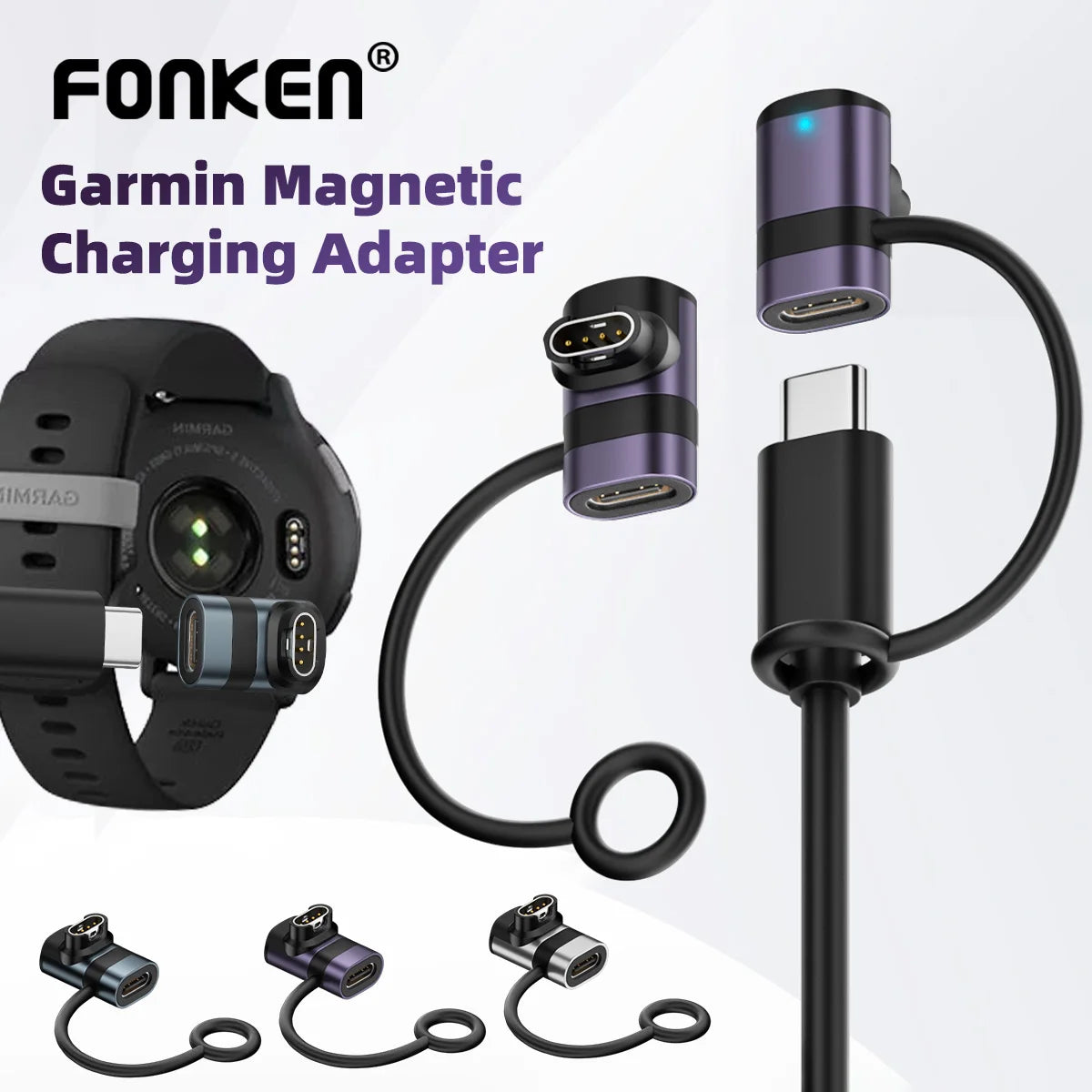 USB-C to 4-Pin Charging Adapter for Garmin Fenix 7/6/5 & Venu 2