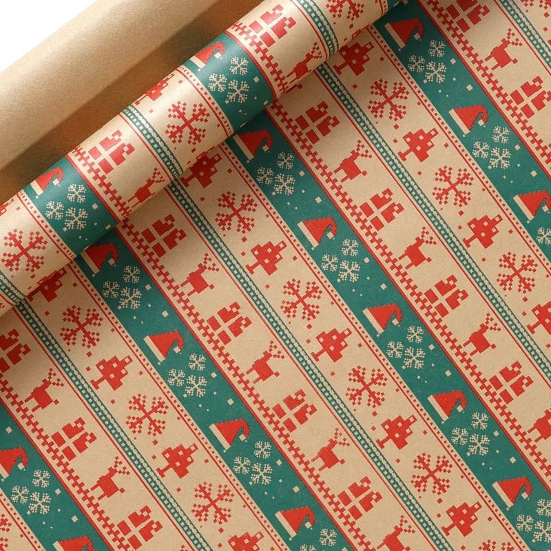 Christmas Kraft Gift Wrapping Paper Roll | Holiday & Birthday