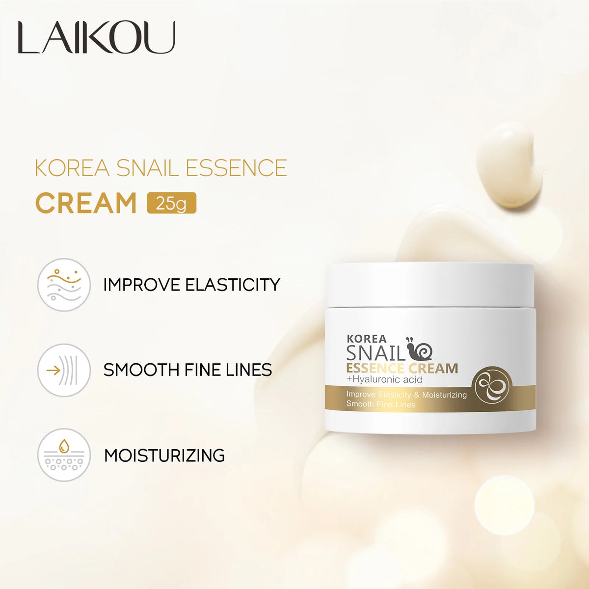 LAIKOU Snail Face Cream – Hyaluronic Acid Day Moisturizer