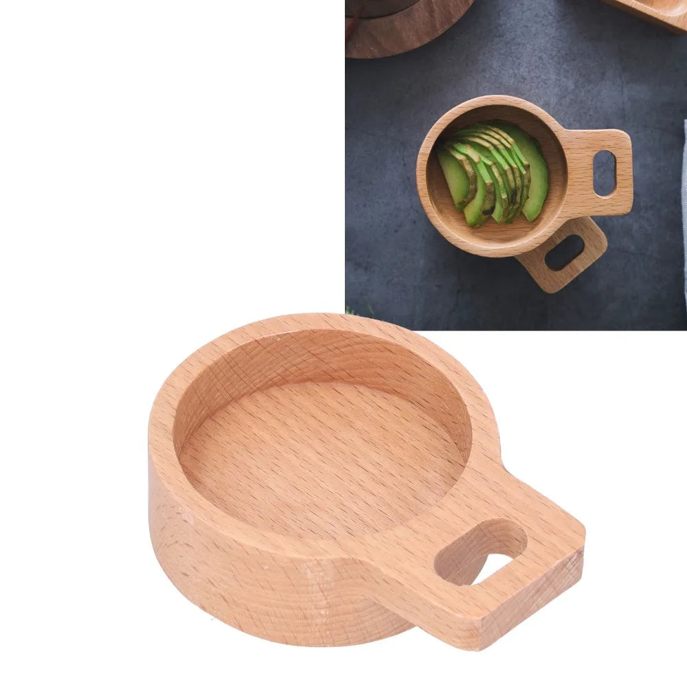Beech Wood Snack & Seasoning Dish with Handle | Set of 1 or 2