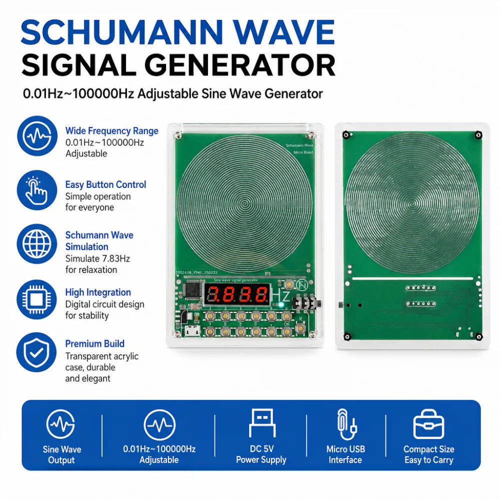 Schumann Wave Generator 0.01Hz–100kHz Sine Wave | Micro USB