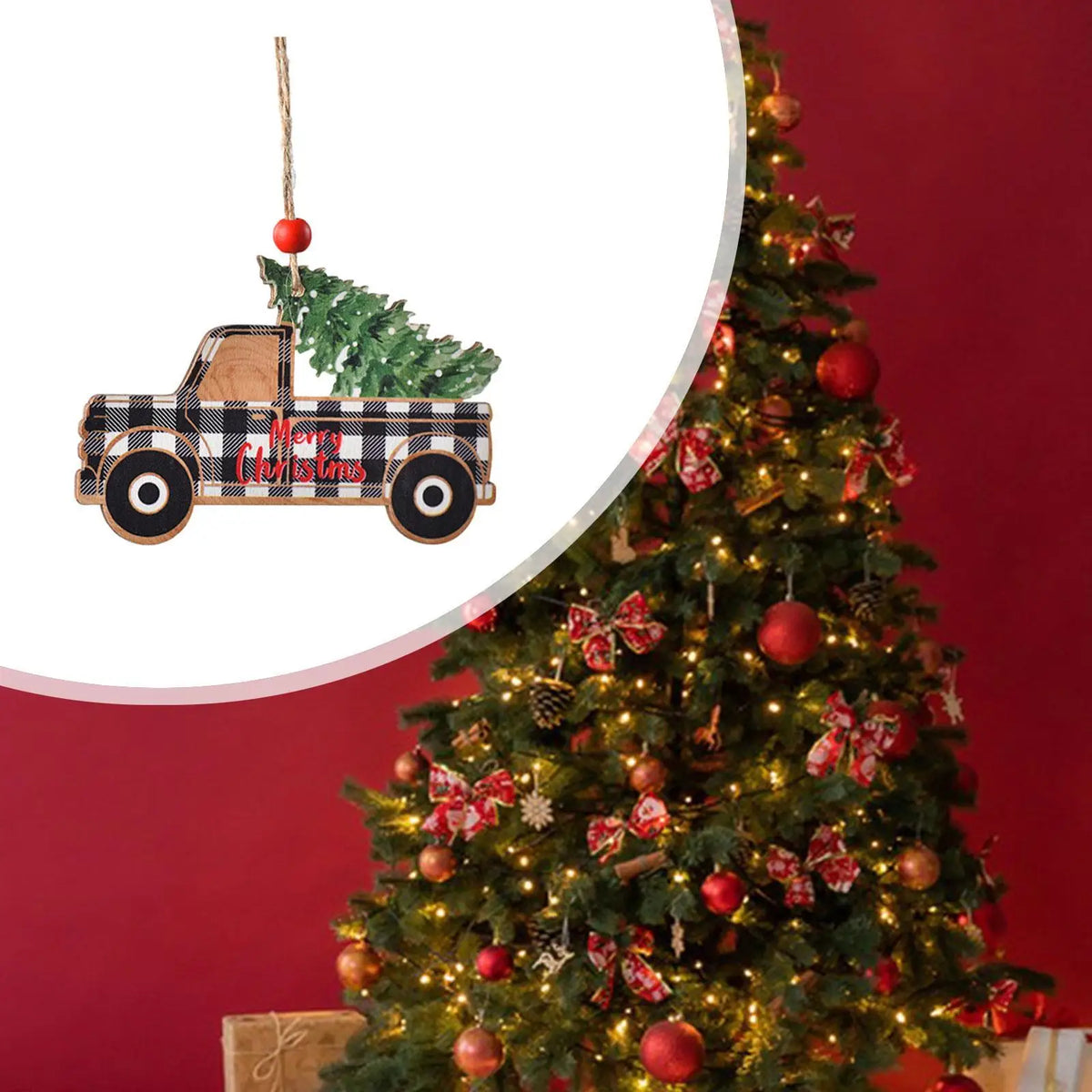 Rustic Wooden Car Hanging Ornament | Christmas Tree Decor