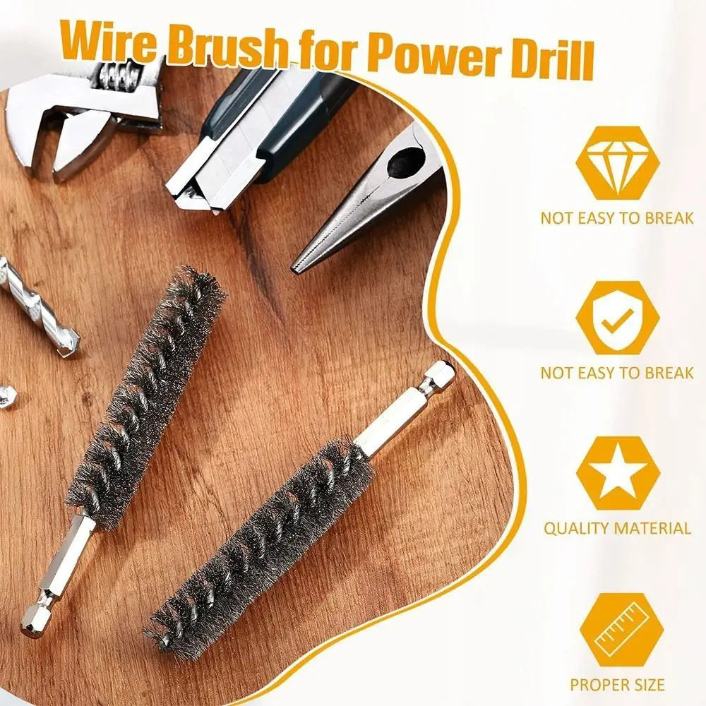 Stainless Steel Bore Brush Set | 1/4" Hex Shank 8–25mm 6–14 Pcs