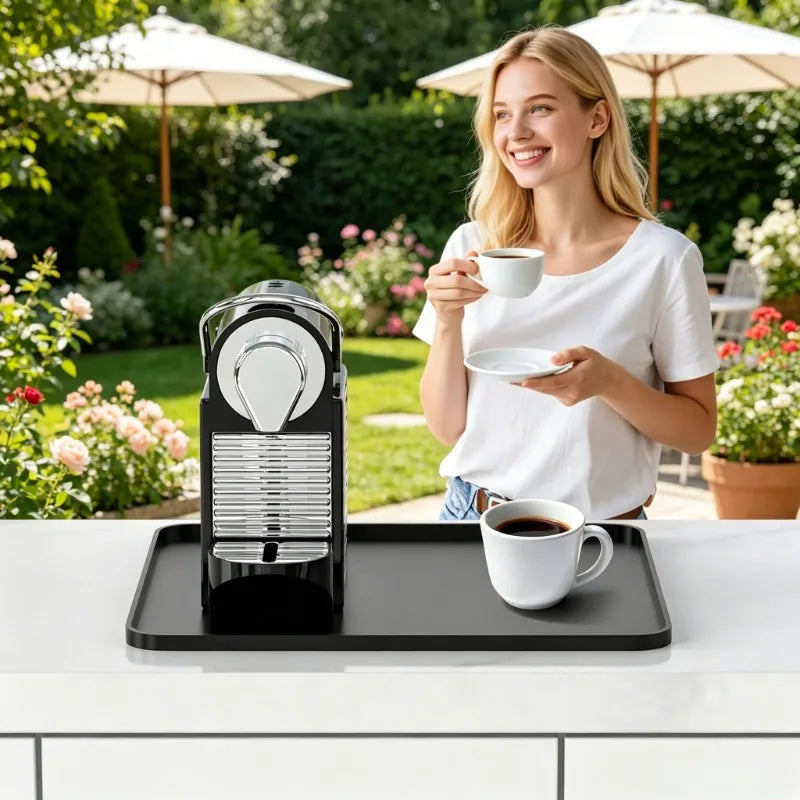 Raised Edge Silicone Coffee Machine Mat | Non-Slip Countertop Tray