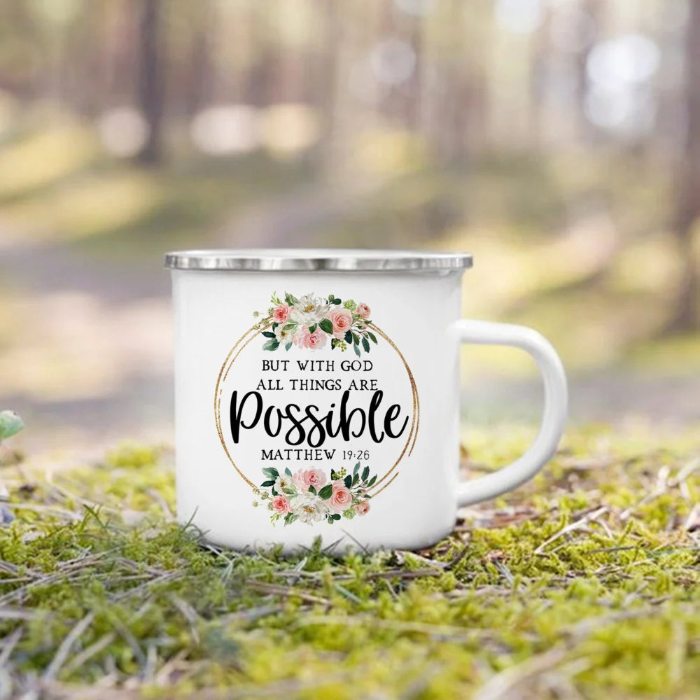 "This Is My Bible Reading Mug" – Christian Enamel Coffee Mug