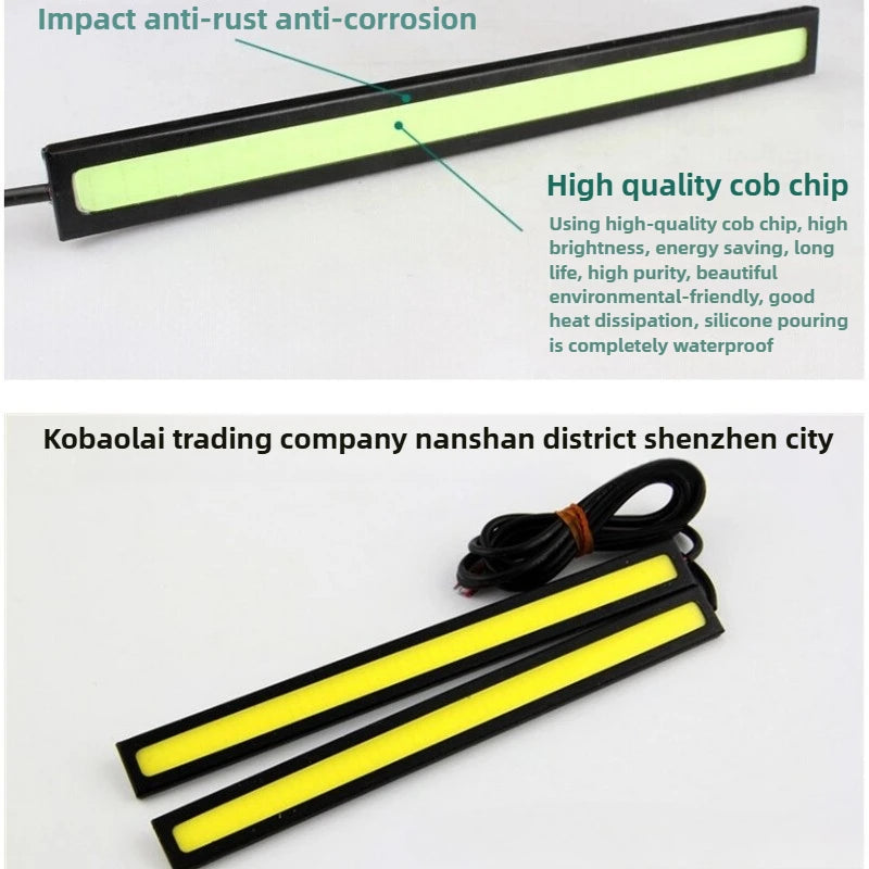 COB LED Daytime Running Light Strip – Waterproof 12V Universal