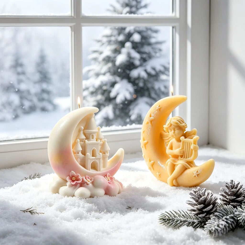 Star Moon Angel & Moon Castle Silicone Candle Mold Set