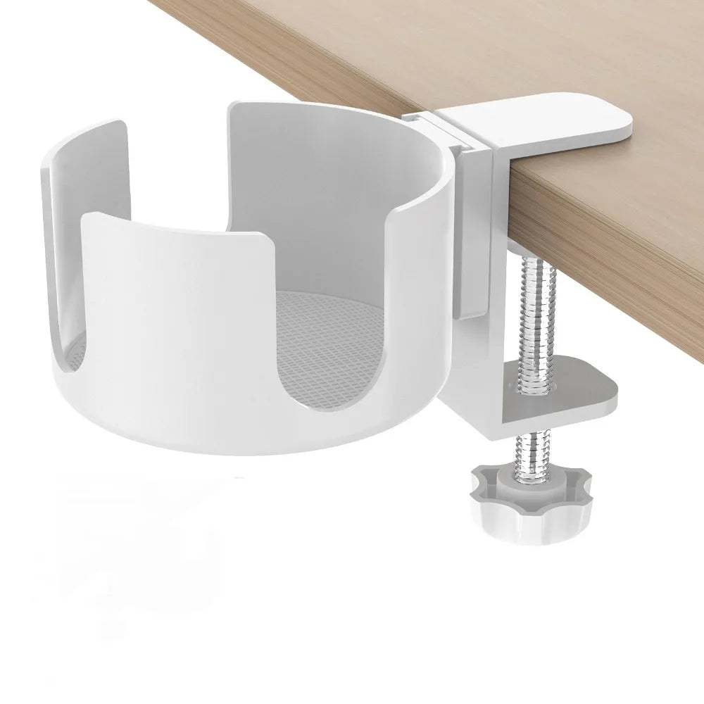 Punch-Free Desk Cup Holder Clamp – Adjustable Anti-Spill Mug Hold