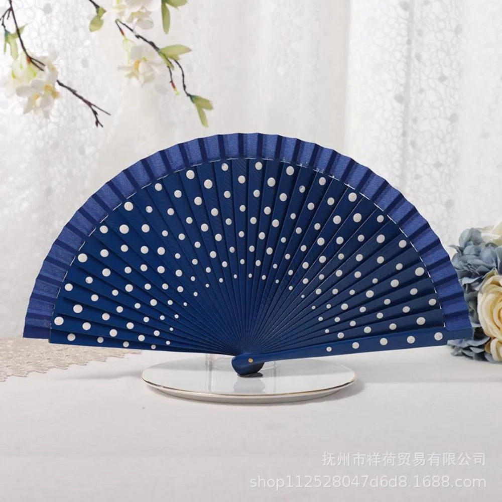 Multicolor Silk Folding Fan – Antiquity Dot Print Gift
