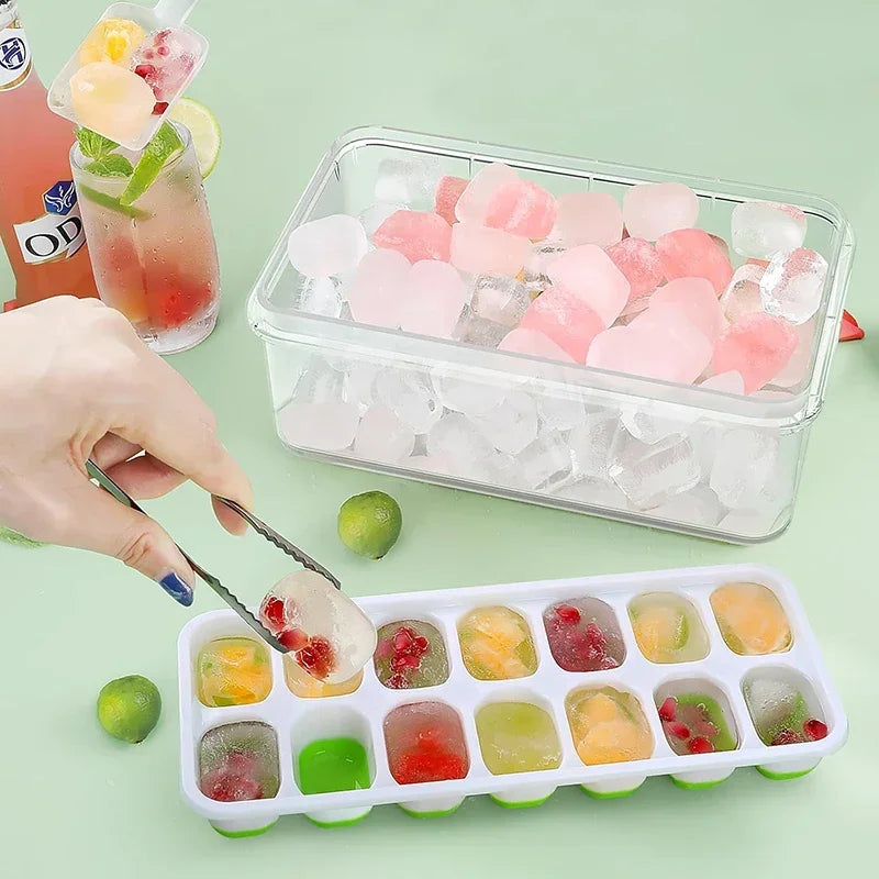 Silicone Ice Cube Tray 14-Grid with Lid | BPA-Free Ice Maker