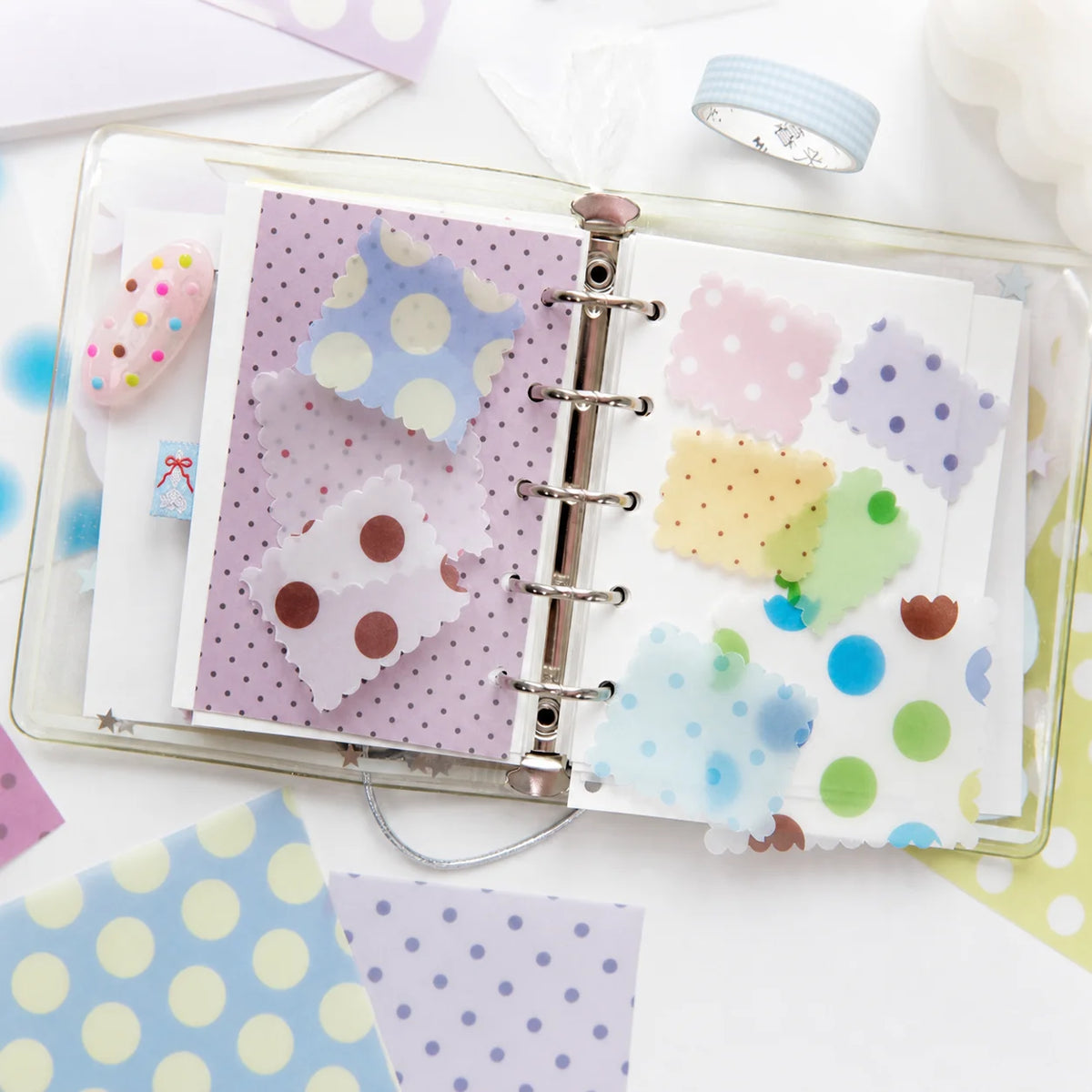 Vintage Polka Dot Scrapbook Paper Set – 32 Sheets Vellum & Kraft