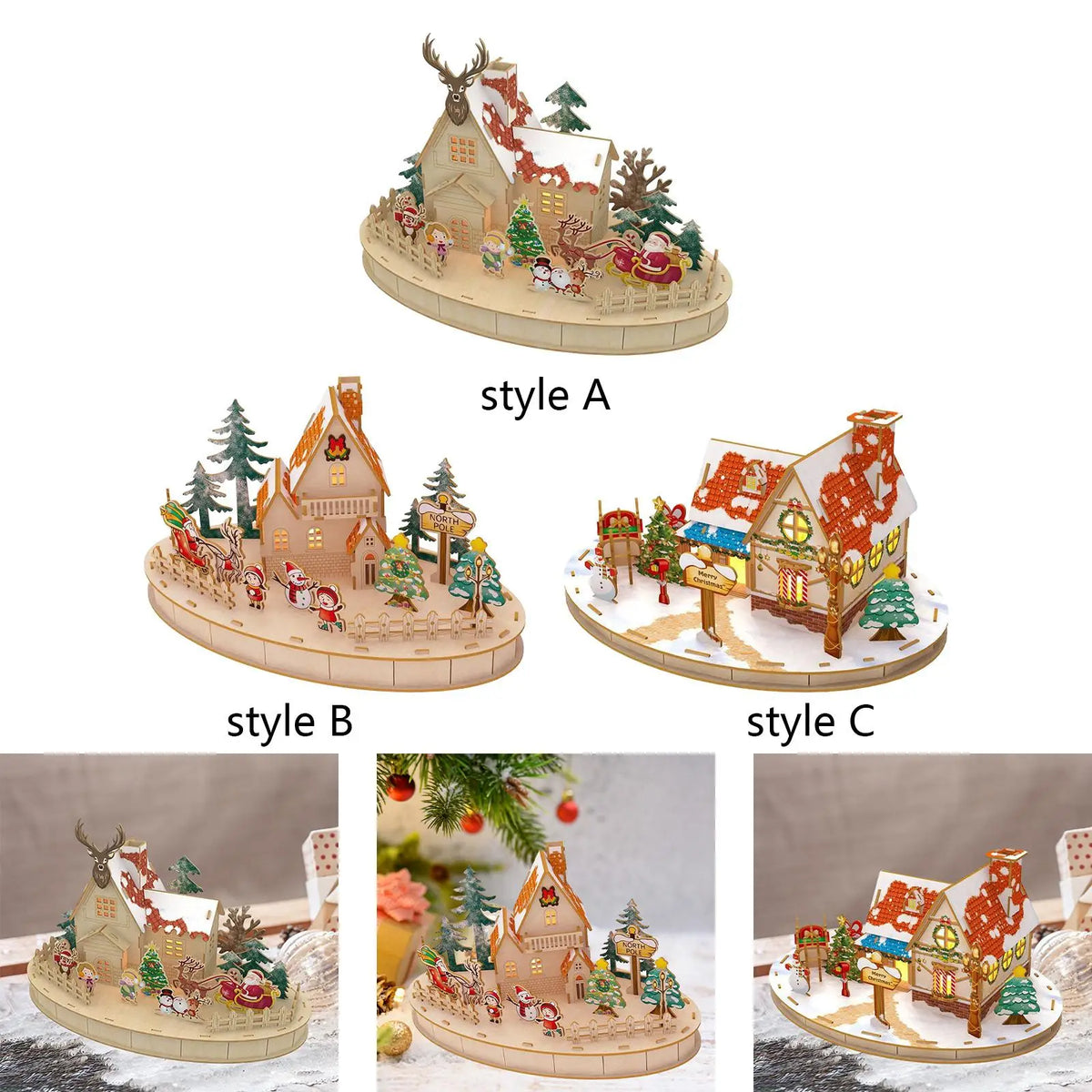 Wooden Christmas Cottage with LED Lights – DIY Holiday Decor