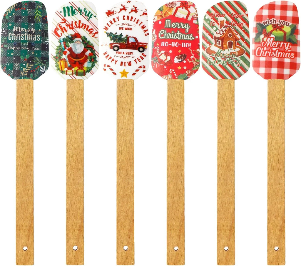 Christmas Silicone Spatula Wooden Handle – Festive Holiday Baking