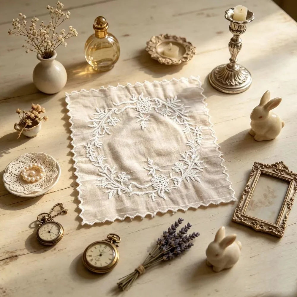 Floral Embroidered Lace Placemat – French Style Table Coaster