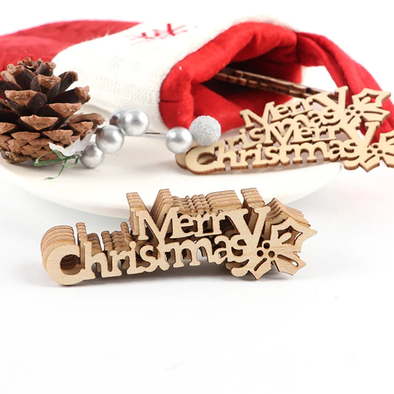 Wooden Merry Christmas Pendants Set of 10 – DIY Tree Ornaments