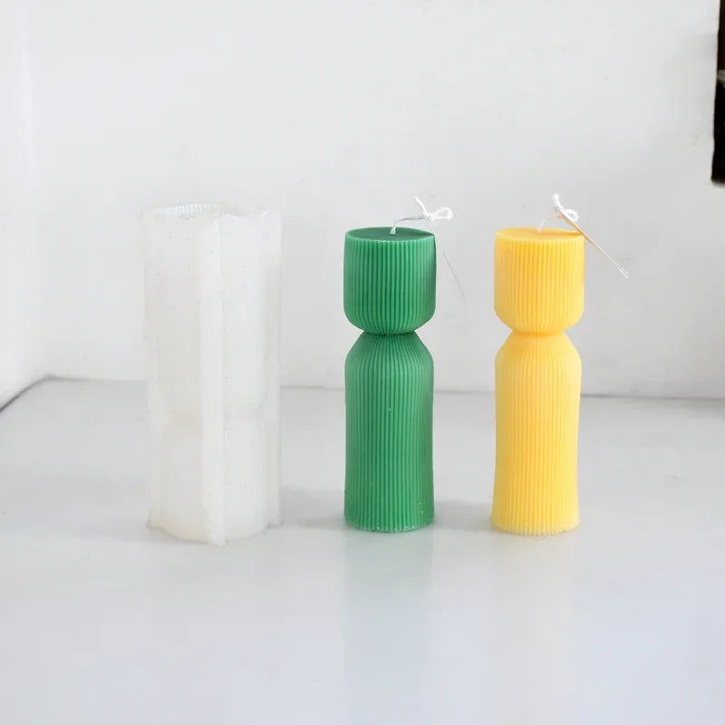 3D Striped Cylinder Silicone Mold for Candles, Soap & Resin
