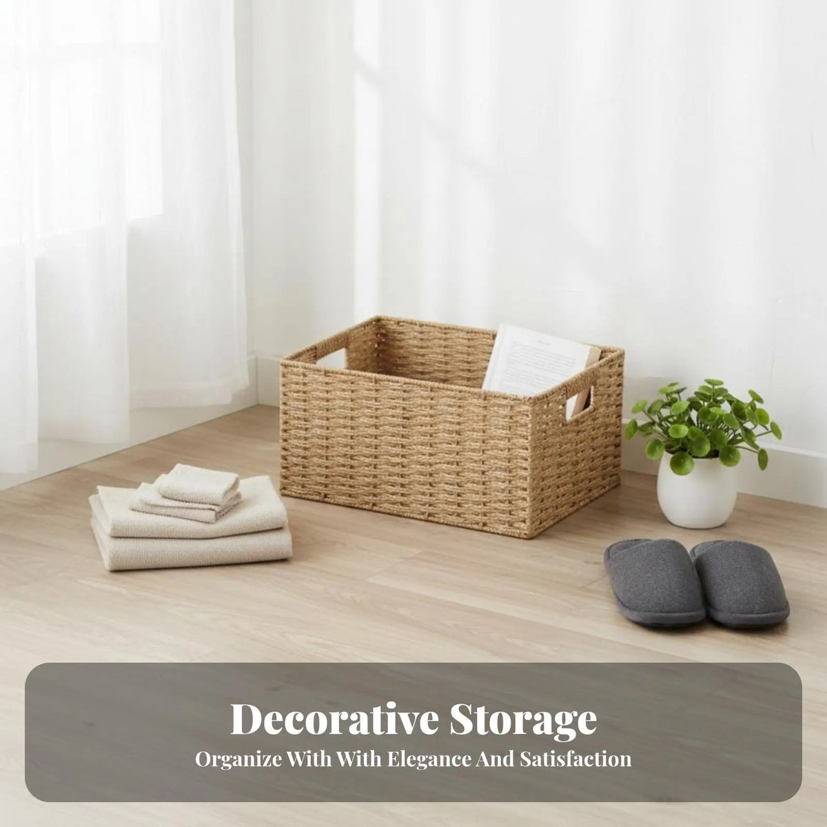 Japanese Woven Storage Basket – Handwoven, Stackable