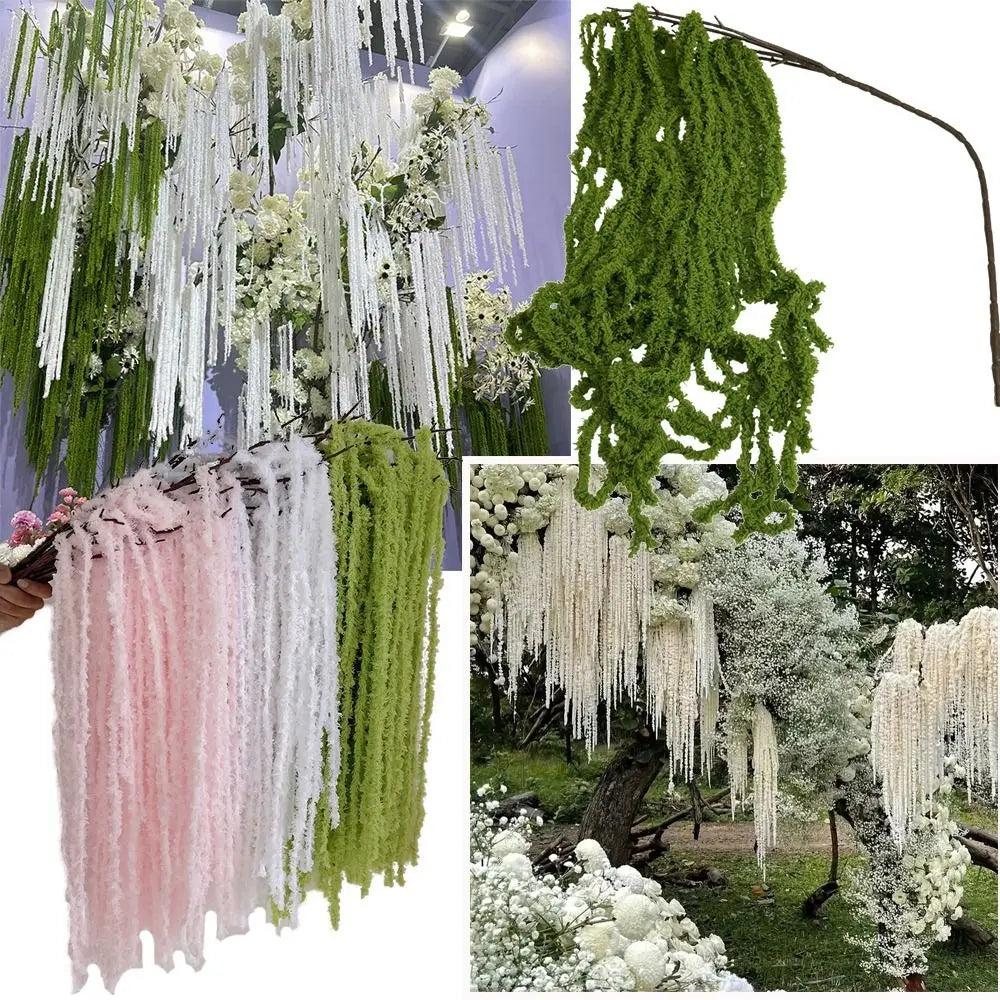 Multicolor Amaranthus Artificial Hanging Plant & Tassel Decor