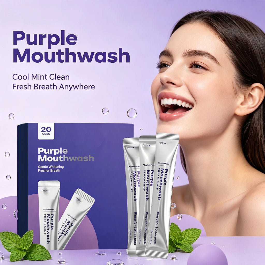 Purple Mint Portable Mouthwash Sachets – Fresh Breath 20PCS