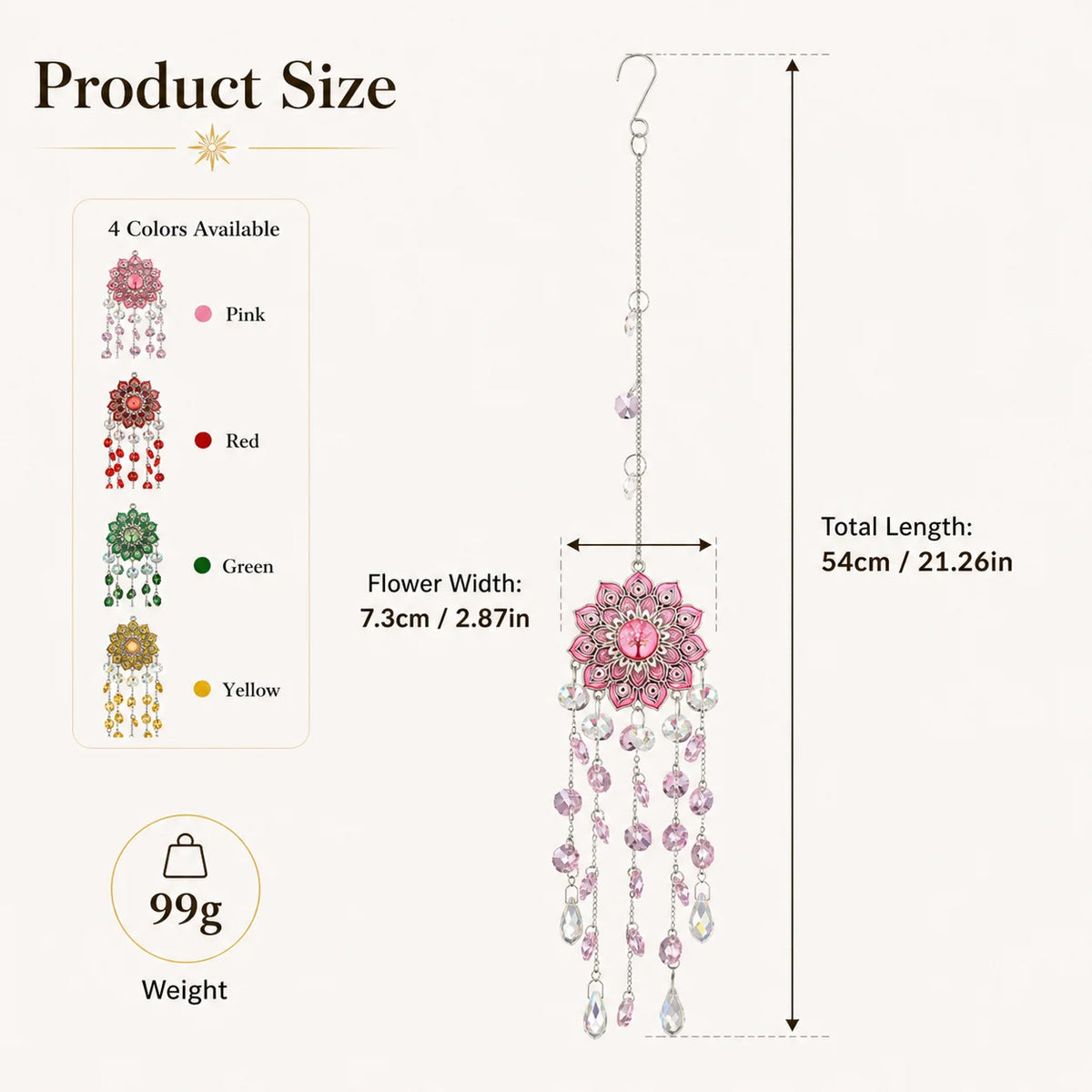 Crystal Sun Catcher Floral Rainbow Prism Pendant – 4 Colors