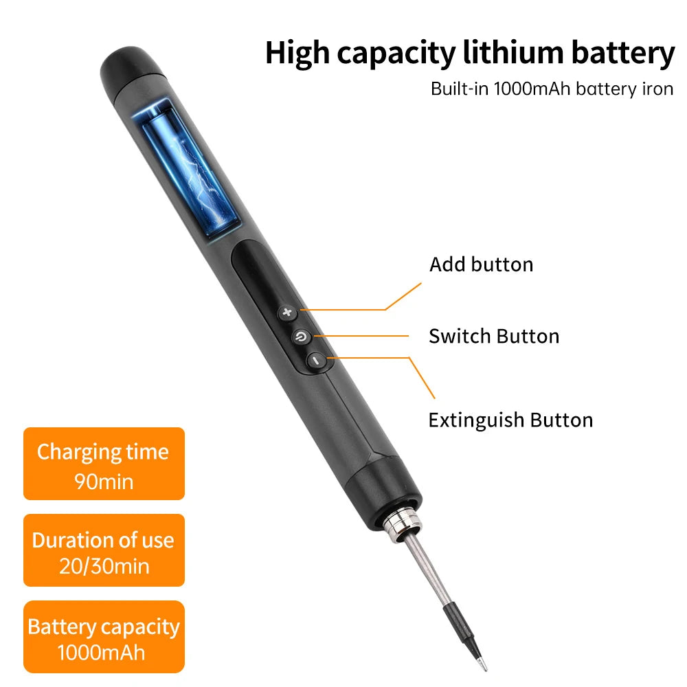 USB Cordless Soldering Iron Set – Digital Display, 260–420°C