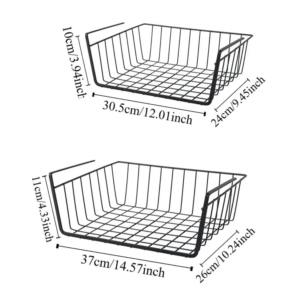 Under Table Storage Basket – Space-Saving Desk Organizer Rack