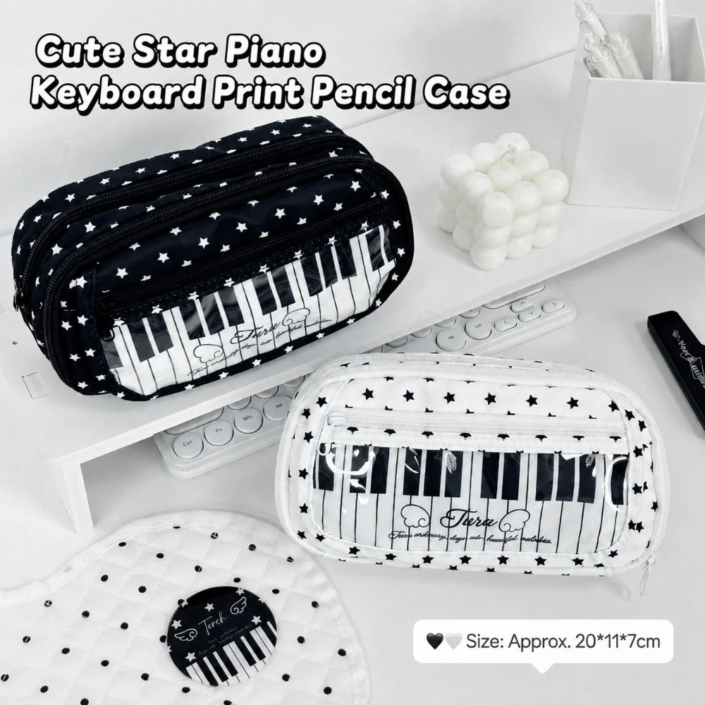 Star Piano Keyboard Pencil Case – Large Capacity Stationery Bag
