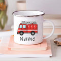 Personalized Kids Enamel Mug – Custom Car Name Birthday Gift