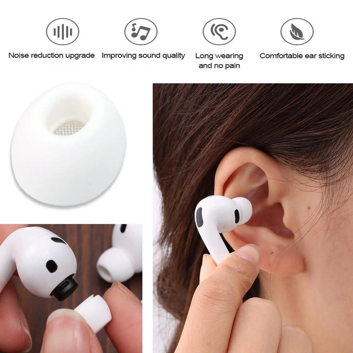 Silicone Ear Tips for AirPods Pro 3 – XS S M L 4-Size Set