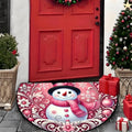 Pink Snowman Half-Round Doormat – Anti-Slip | 3 Sizes